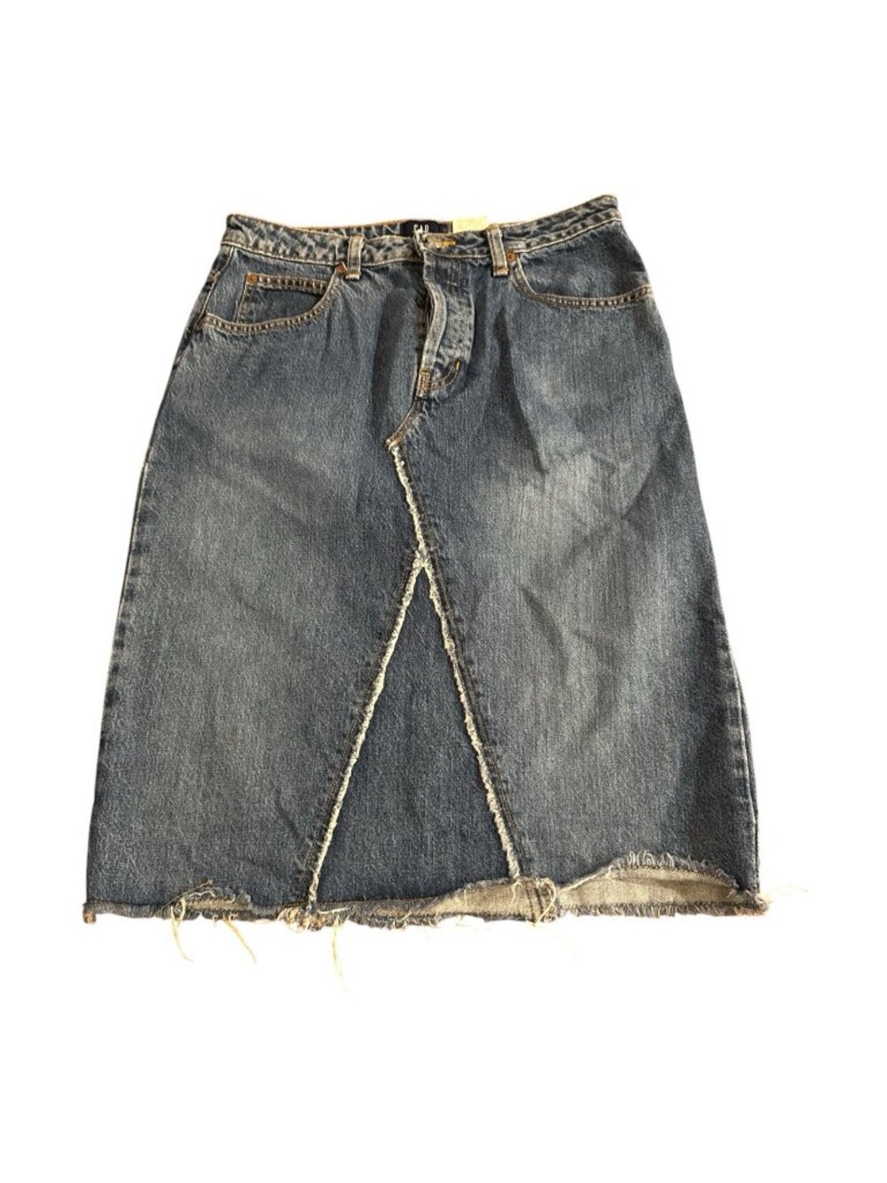 Vintage GAP JEANS Denim Skirt KneeButton Fly Size 8 Blue  90s Y2K 2000s USA